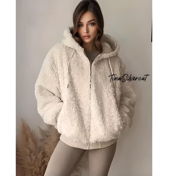 BLOGGER'S FAVE! Zara Hooded Teddy Coat NWT - Picture 3 of 12